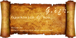 Gyurkovics Ákos névjegykártya